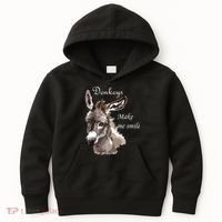Donkeys Make Me Smile Cute Miniature Donkey Mini Donkey Gift Kids Hoodie thumb 0