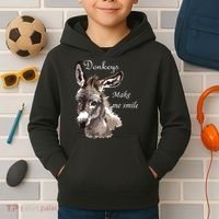 Donkeys Make Me Smile Cute Miniature Donkey Mini Donkey Gift Kids Hoodie thumb 2