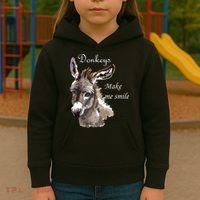 Donkeys Make Me Smile Cute Miniature Donkey Mini Donkey Gift Kids Hoodie thumb 3