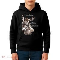 Donkeys Make Me Smile Cute Miniature Donkey Mini Donkey Gift Kids Hoodie thumb 4