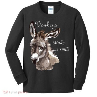 Donkeys Make Me Smile Cute Miniature Donkey Mini Donkey Gift Kids Long Sleeve Shirt