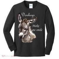 Donkeys Make Me Smile Cute Miniature Donkey Mini Donkey Gift Kids Long Sleeve Shirt thumb 0
