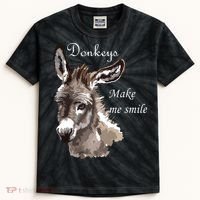 Donkeys Make Me Smile Cute Miniature Donkey Mini Donkey Gift Kids Tie-Dye T-Shirt thumb 0