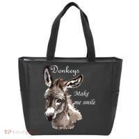 Donkeys Make Me Smile Cute Miniature Donkey Mini Donkey Gift Tote Bag thumb 0