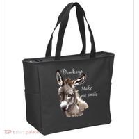 Donkeys Make Me Smile Cute Miniature Donkey Mini Donkey Gift Tote Bag thumb 2