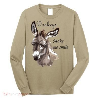 Donkeys Make Me Smile Cute Miniature Donkey Mini Donkey Gift Long Sleeve Shirt