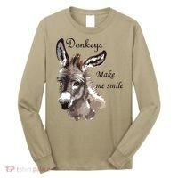 Donkeys Make Me Smile Cute Miniature Donkey Mini Donkey Gift Long Sleeve Shirt thumb 0