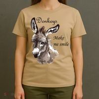 Donkeys Make Me Smile Cute Miniature Donkey Mini Donkey Gift T-Shirt thumb 4