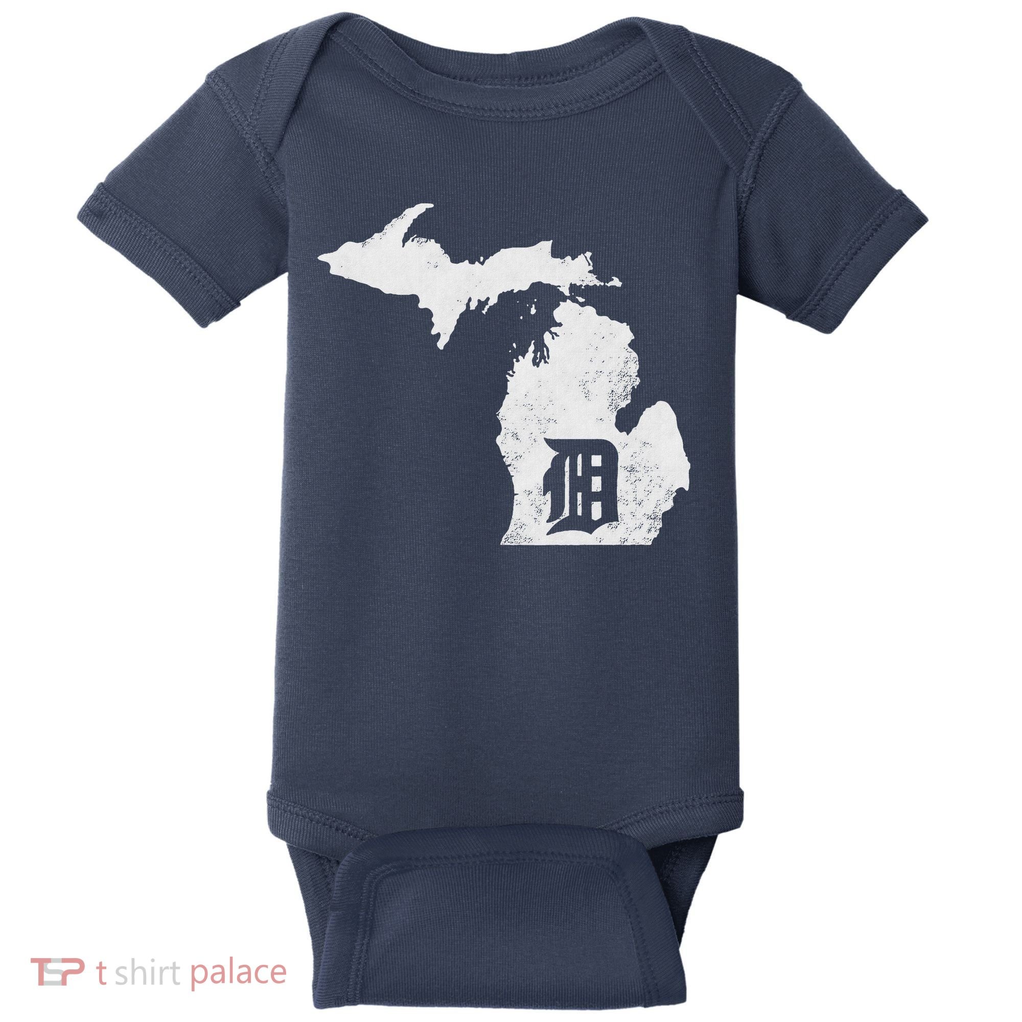 Detroit Michigan Motor City Midwest D Baby Bodysuit