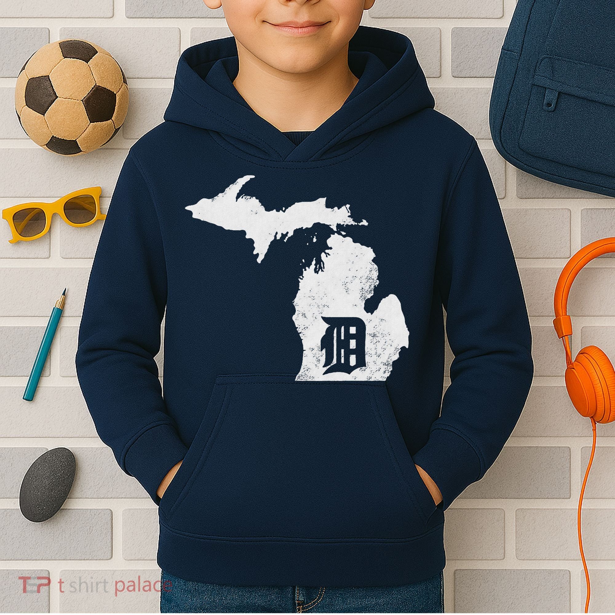 Detroit Michigan Motor City Midwest D Kids Hoodie