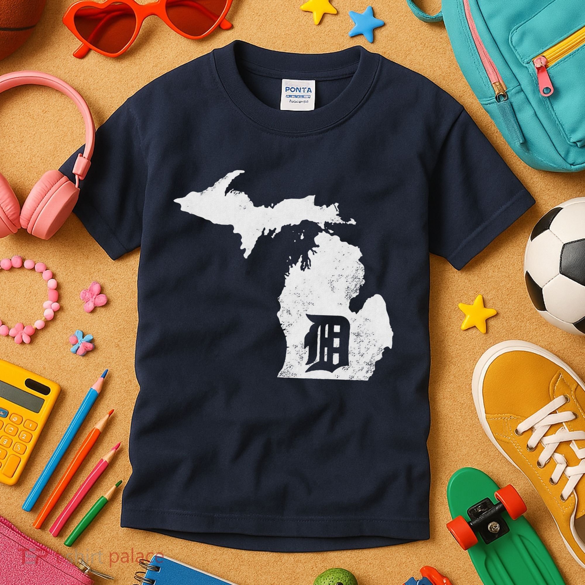 Detroit Michigan Motor City Midwest D Kids T-Shirt