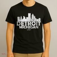 Detroit Michigan Mi Skyline T-Shirt thumb 3