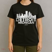 Detroit Michigan Mi Skyline T-Shirt thumb 4