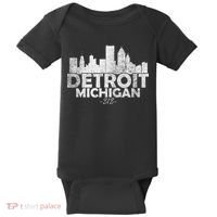 Detroit Michigan Mi Skyline Baby Bodysuit thumb 0