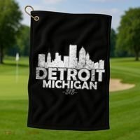 Detroit Michigan Mi Skyline Golf Towel thumb 1