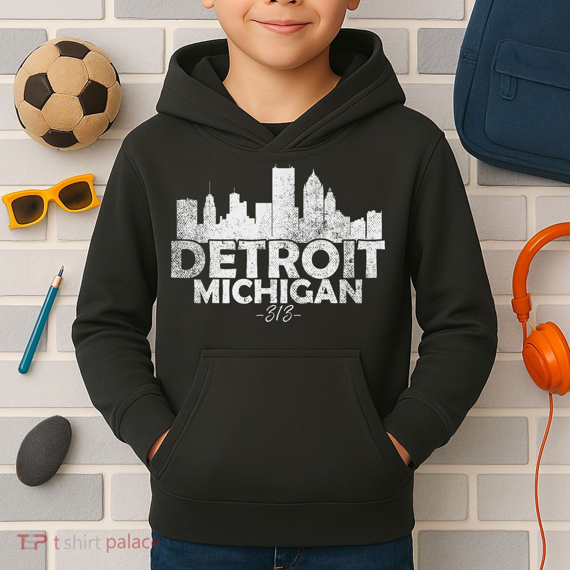 Detroit Michigan Mi Skyline Kids Hoodie