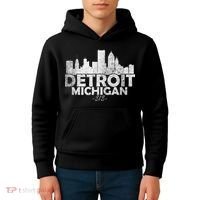 Detroit Michigan Mi Skyline Kids Hoodie thumb 4
