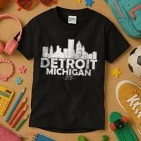 Detroit Michigan Mi Skyline Kids T-Shirt thumb 3