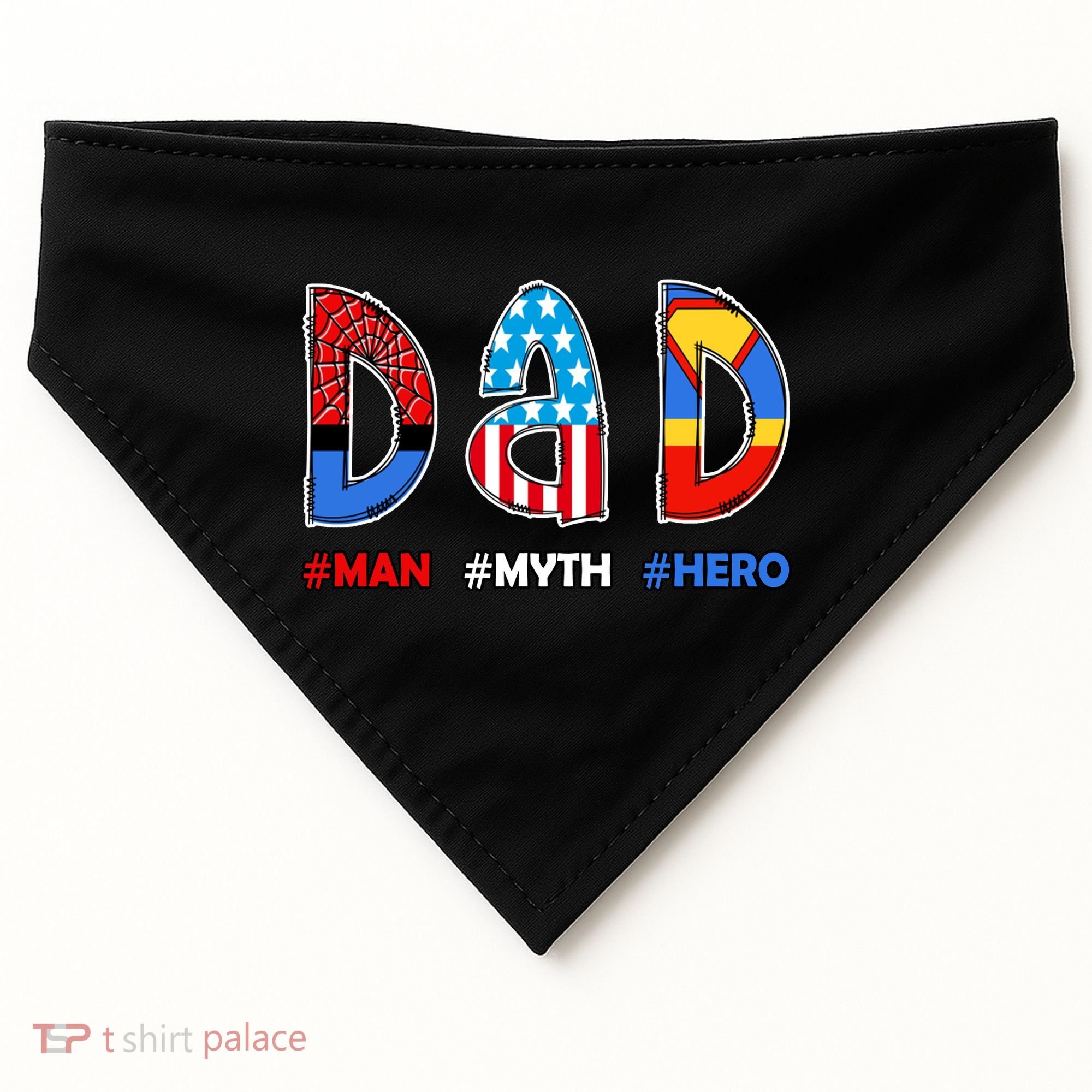 Dad Man Myth Superhero USA-Made Doggie Bandana