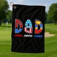 Dad Man Myth Superhero Golf Towel thumb 1