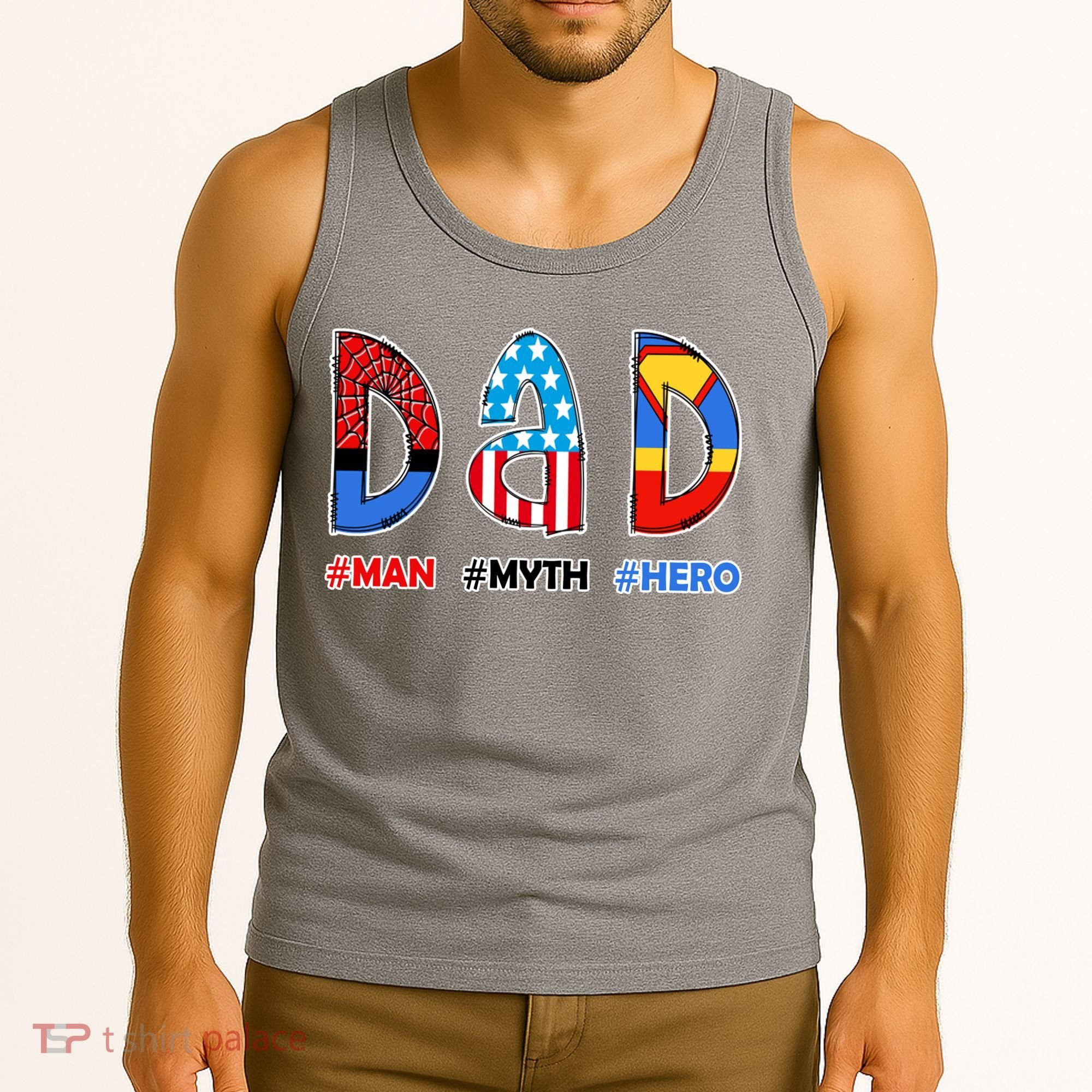 Dad Man Myth Superhero Tank Top