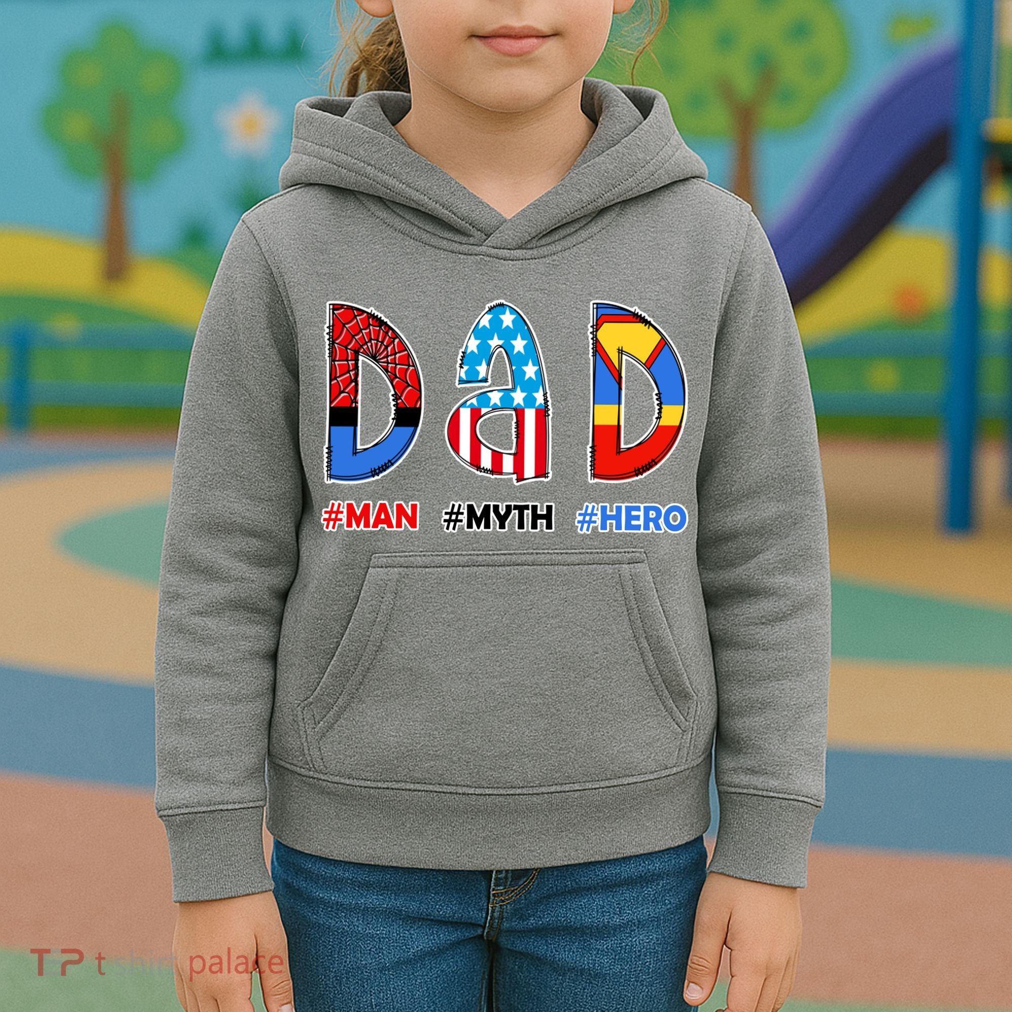 Dad Man Myth Superhero Kids Hoodie