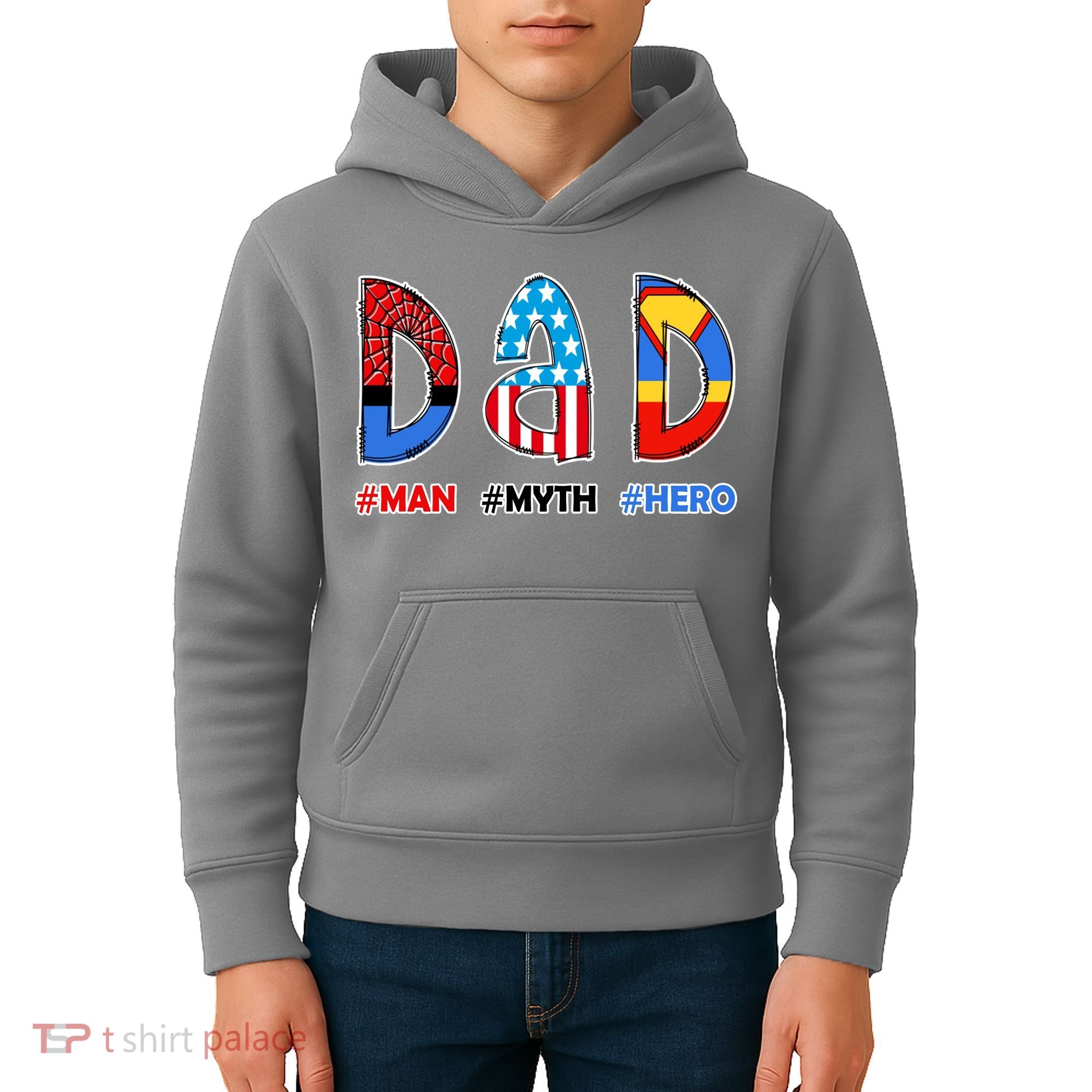 Dad Man Myth Superhero Kids Hoodie