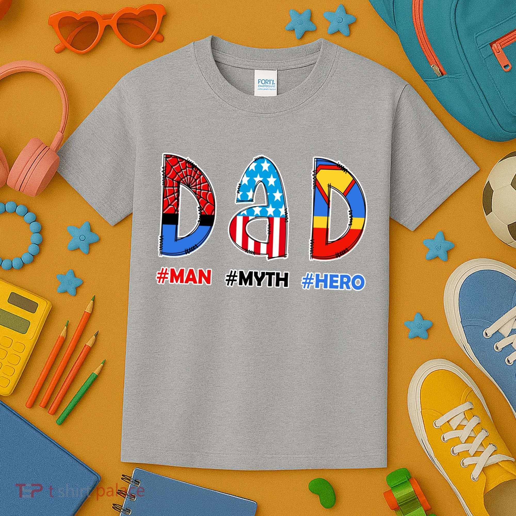 Dad Man Myth Superhero Kids T-Shirt