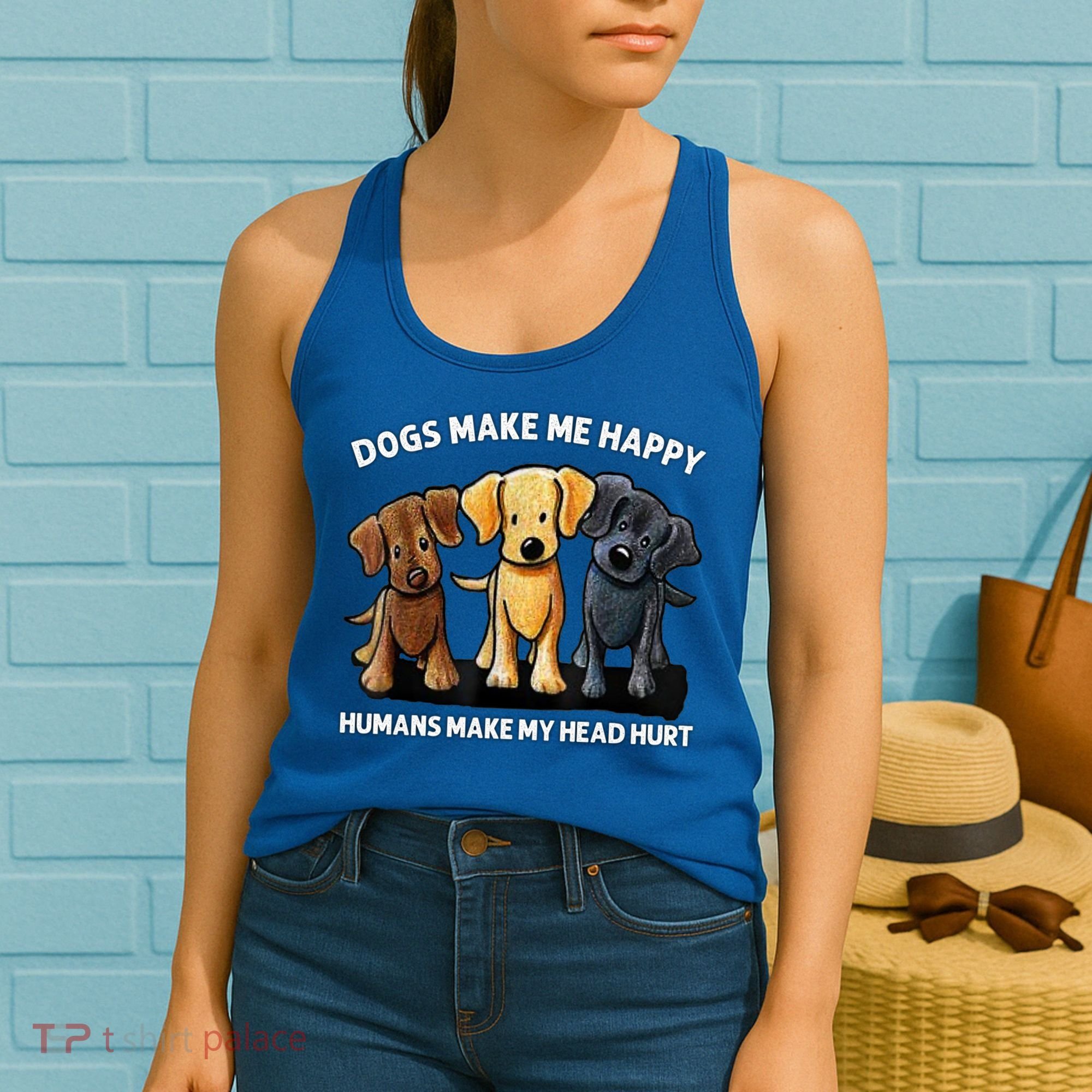 Dogs Make Me Happy Humans Make My Head Hurt Dog Lover Women's Tank Top