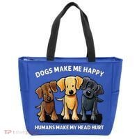 Dogs Make Me Happy Humans Make My Head Hurt Dog Lover Tote Bag thumb 0