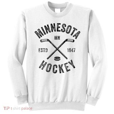 Distressed Minnesota Mn Ice Hockey Sticks Vintage Sweatshirt