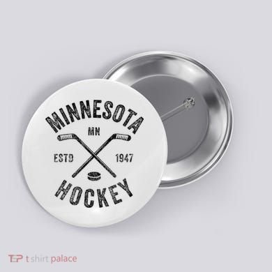 Distressed Minnesota Mn Ice Hockey Sticks Vintage Button