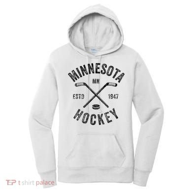 Distressed Minnesota Mn Ice Hockey Sticks Vintage Women's Hoodie
