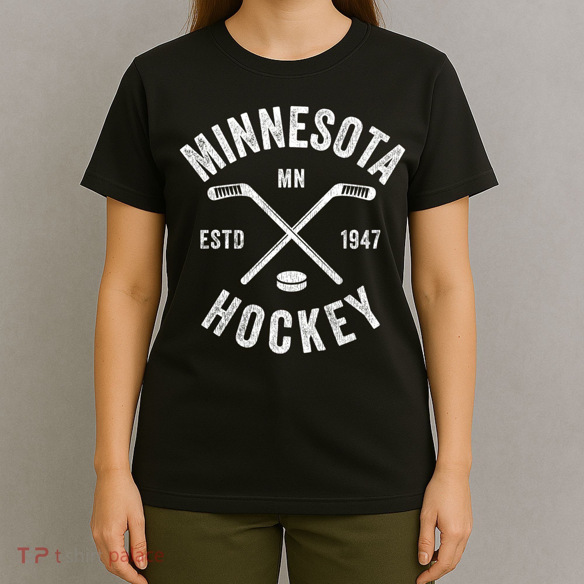 Distressed Minnesota Mn Ice Hockey Sticks Vintage Gift Meaningful Gift T-Shirt