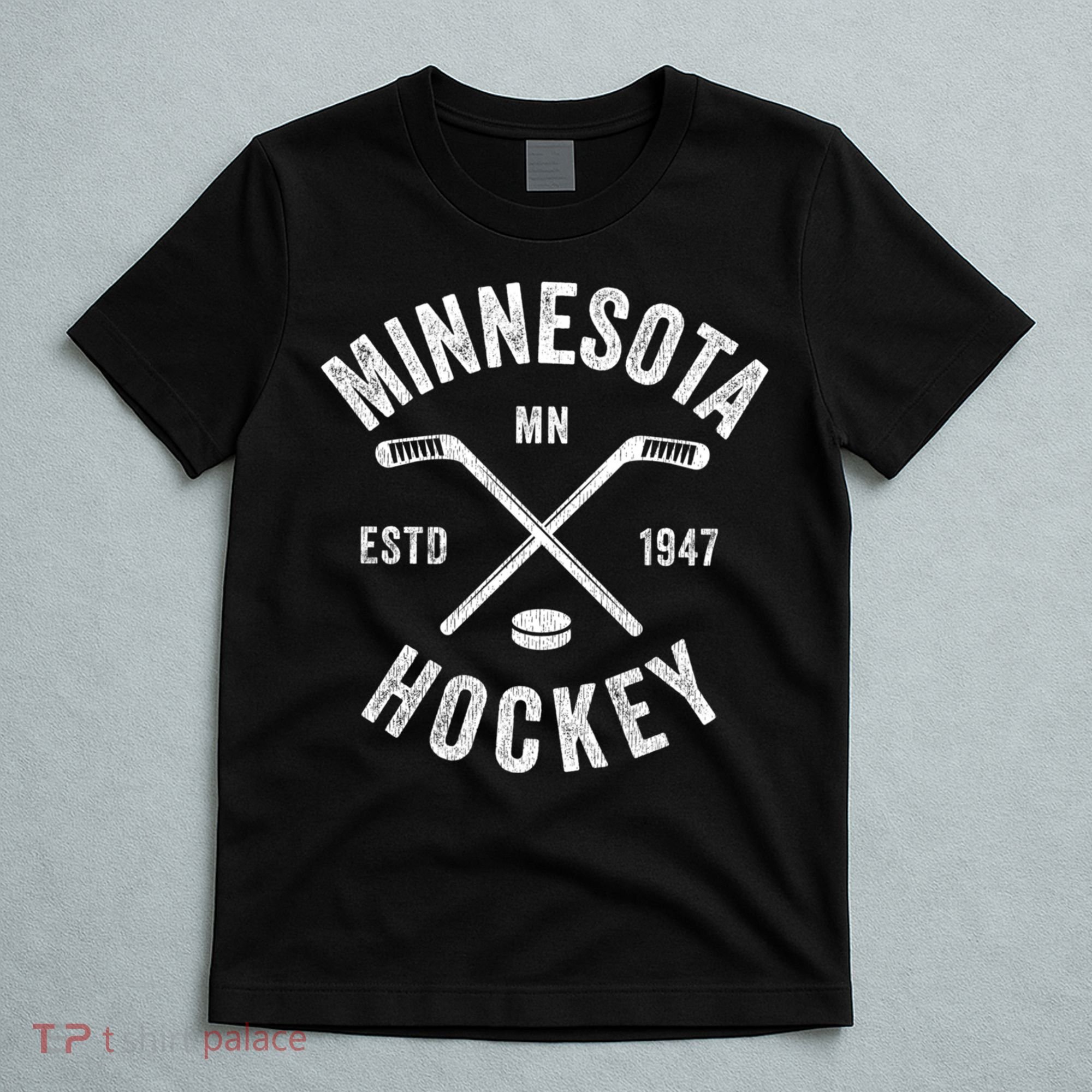 Distressed Minnesota Mn Ice Hockey Sticks Vintage Gift Meaningful Gift T-Shirt