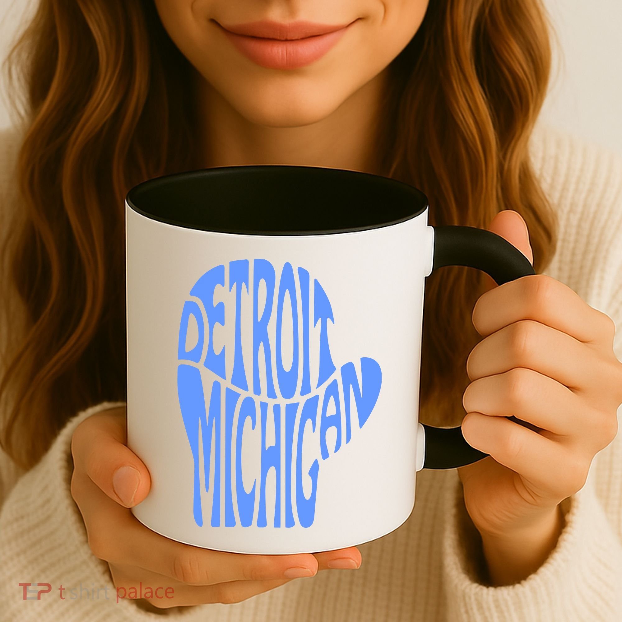 Detroit Michigan Mitten Shaped Word Art Coffee Mug