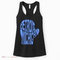 Detroit Michigan Mitten Shaped Word Art Women's Tank Top thumb 0