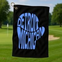 Detroit Michigan Mitten Shaped Word Art Golf Towel thumb 1