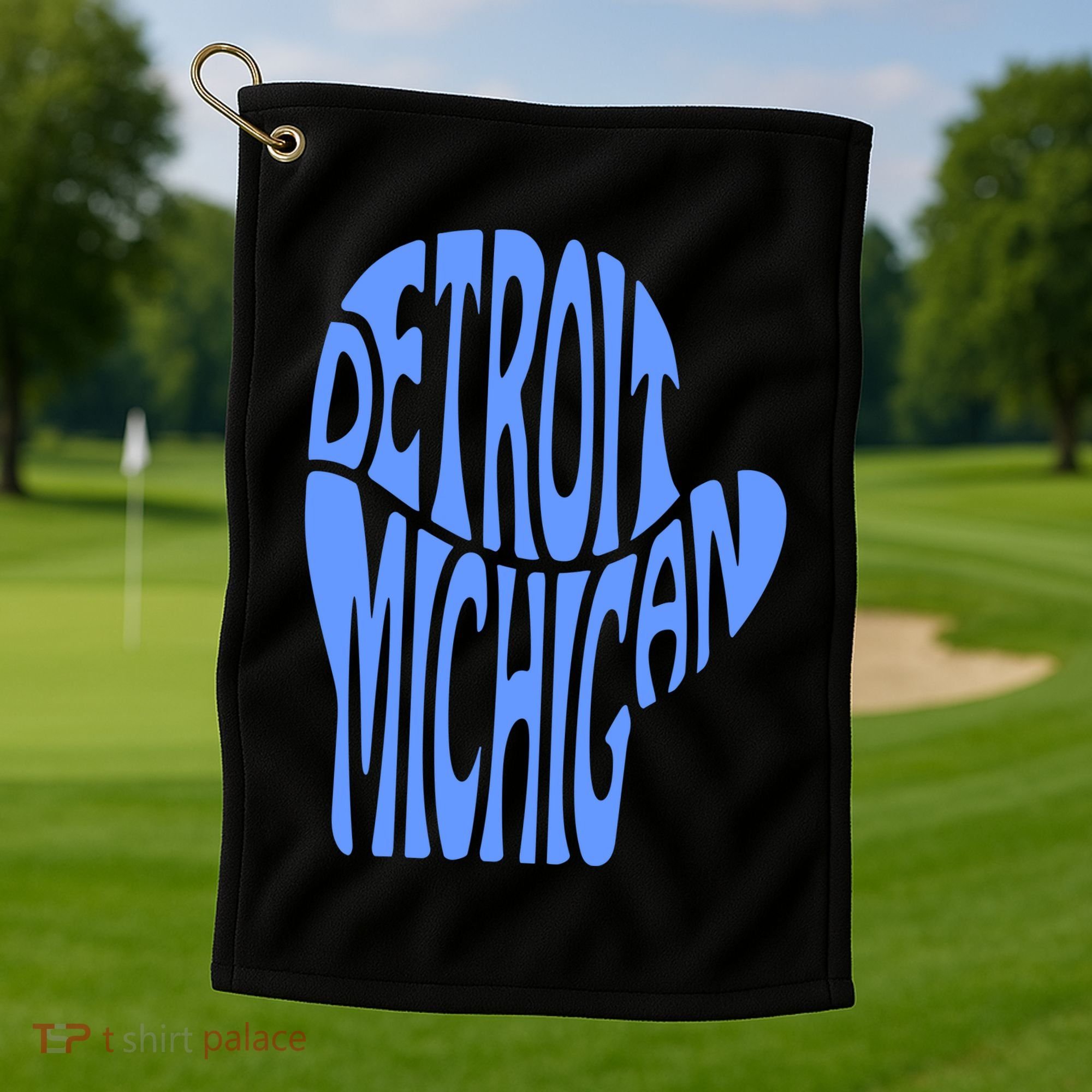 Detroit Michigan Mitten Shaped Word Art Golf Towel