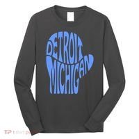 Detroit Michigan Mitten Shaped Word Art Long Sleeve Shirt thumb 0