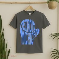 Detroit Michigan Mitten Shaped Word Art T-Shirt thumb 2