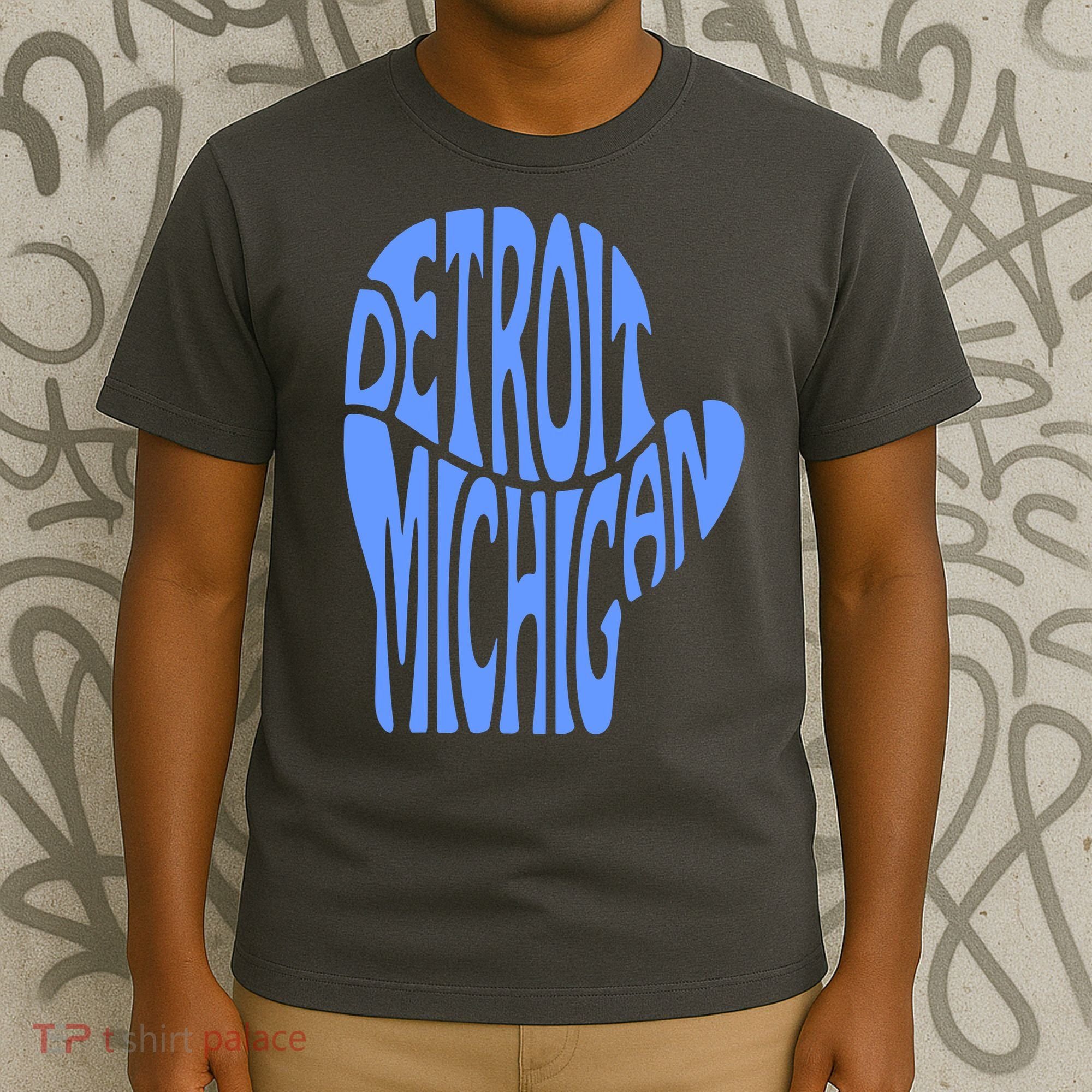 Detroit Michigan Mitten Shaped Word Art T-Shirt