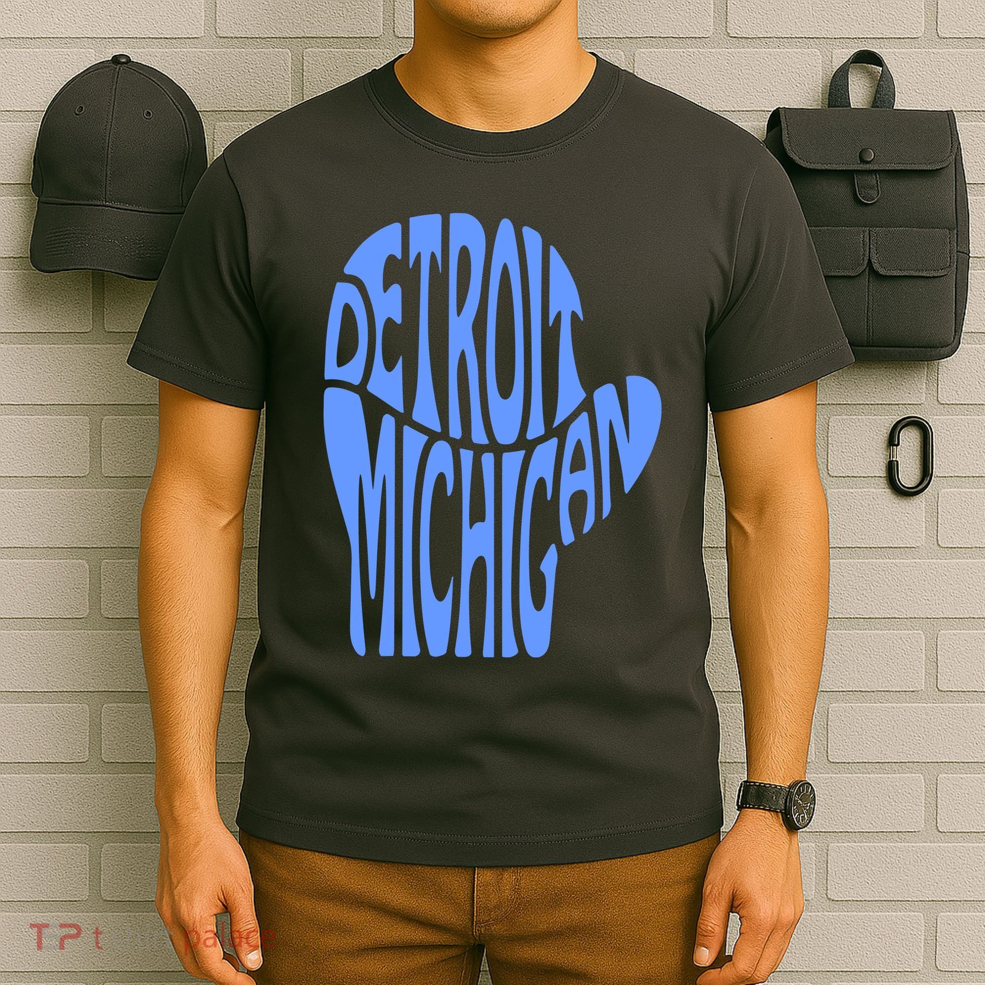 Detroit Michigan Mitten Shaped Word Art T-Shirt