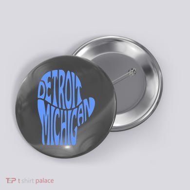 Detroit Michigan Mitten Shaped Word Art Button