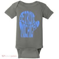Detroit Michigan Mitten Shaped Word Art Baby Bodysuit thumb 0