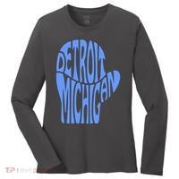 Detroit Michigan Mitten Shaped Word Art Women's Long Sleeve Shirt thumb 0
