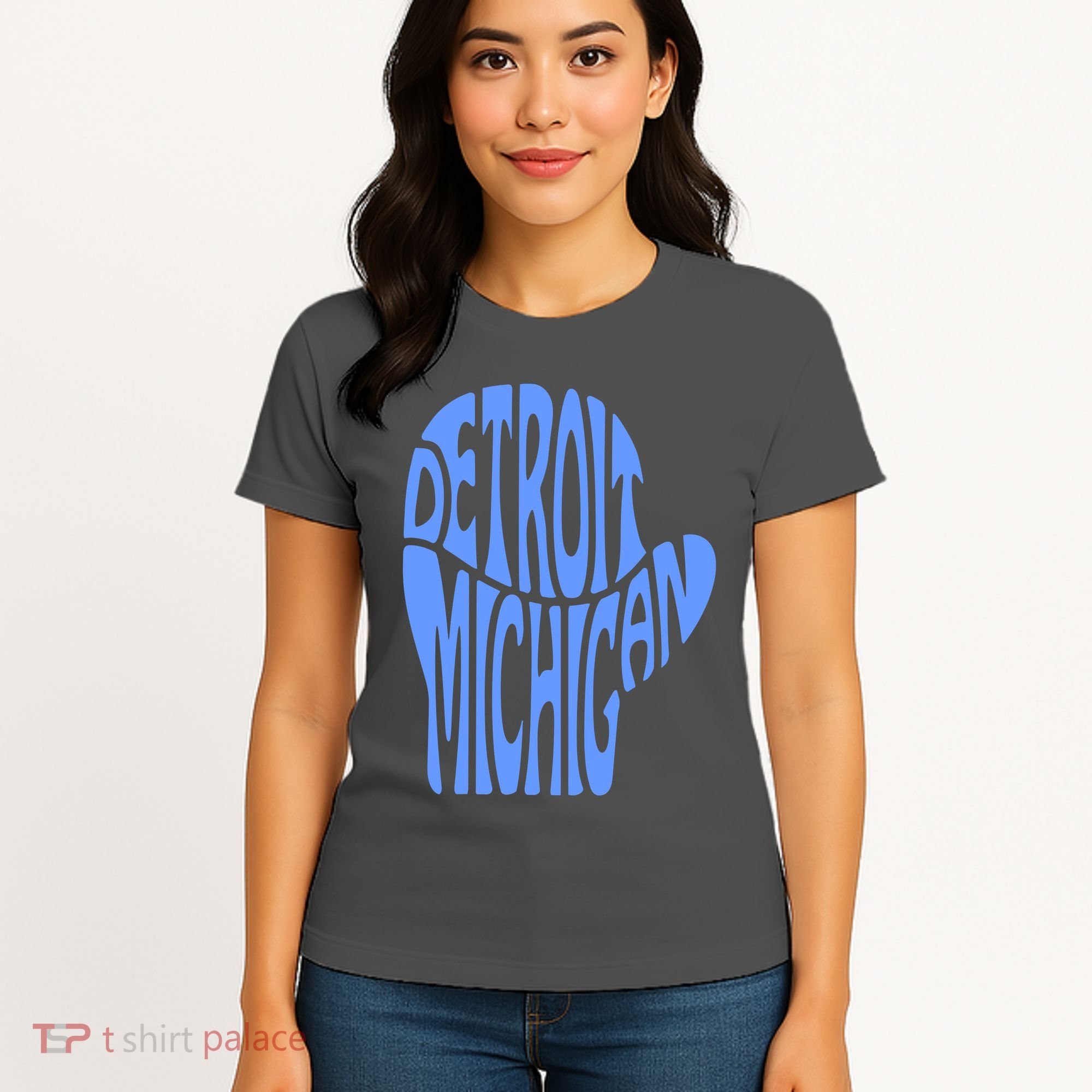 Detroit Michigan Mitten Shaped Word Art Women's T-Shirt