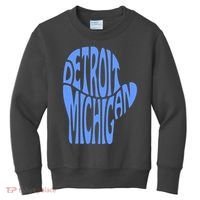 Detroit Michigan Mitten Shaped Word Art Kids Sweatshirt thumb 0