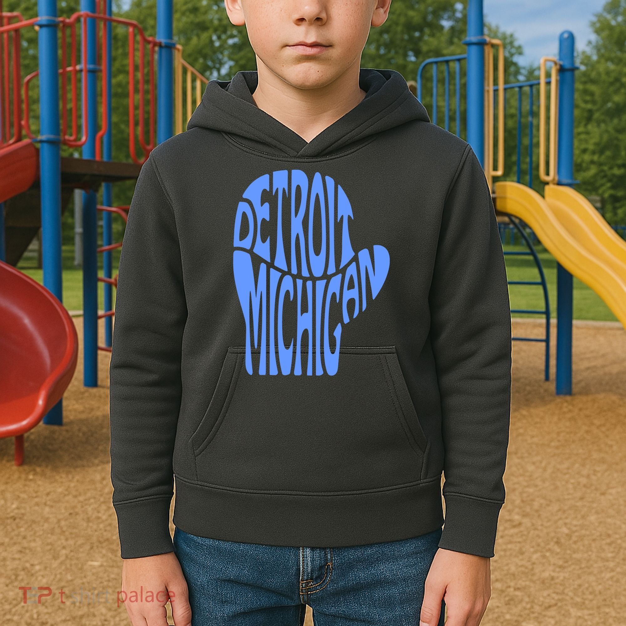 Detroit Michigan Mitten Shaped Word Art Kids Hoodie