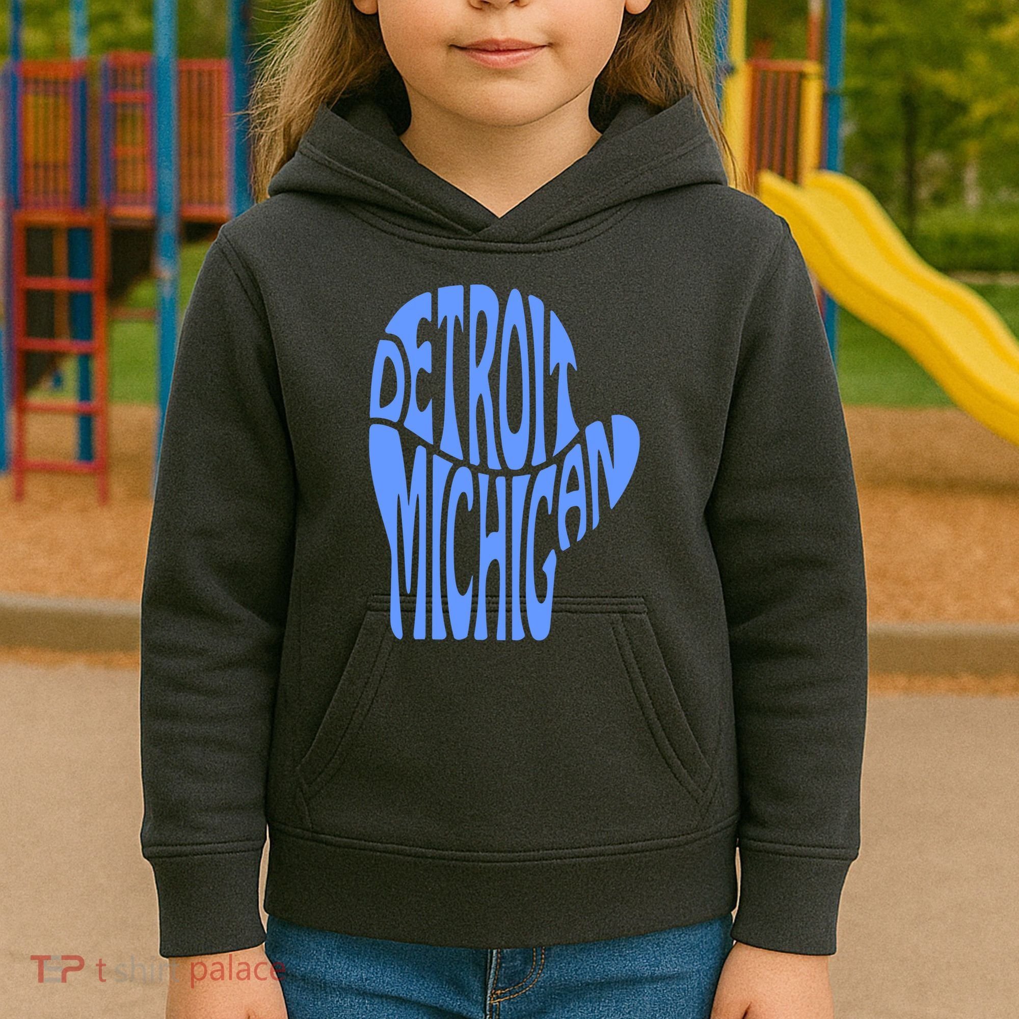 Detroit Michigan Mitten Shaped Word Art Kids Hoodie